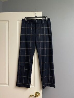 Banana Republic Pants, Large Windowpane Pattern, Navy, 4P, NWT, Women